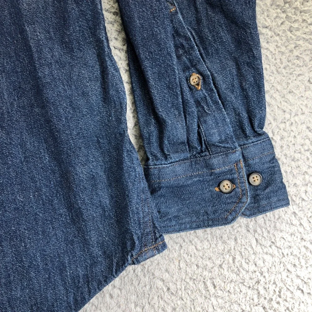 Banana Republic Shirt Men Extra Large Indigo Denim Heritage Workwear Cotton Hemp